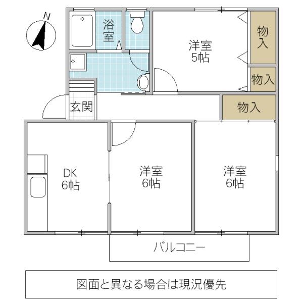 コーポ冨田II(3DK/2階)の間取り写真