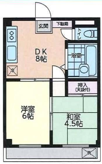 サンハイム加住(2DK/2階)の間取り写真
