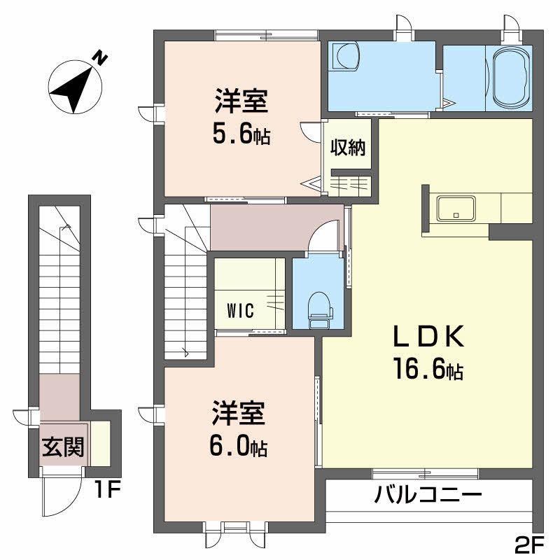 シャーメゾンA(2LDK/2階)の間取り写真