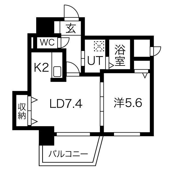 ヒルズ新栄(1LDK/4階)の間取り写真