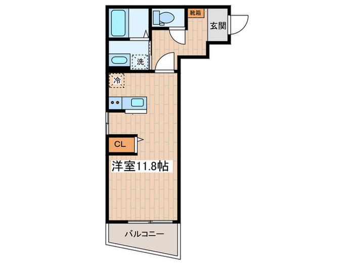 ファンファーレ調布(ワンルーム/2階)の間取り写真