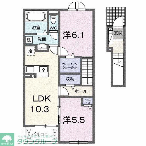 サンリットプレイス(2LDK/2階)の間取り写真