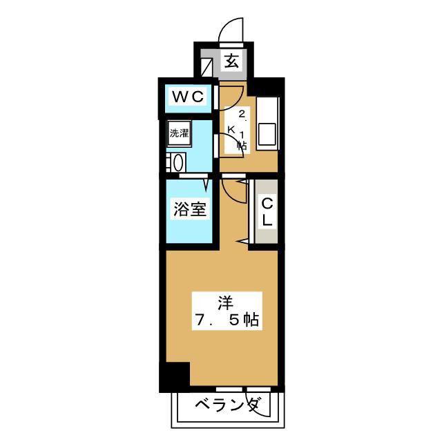 TRE LUCE横濱関内(1K/7階)の間取り写真