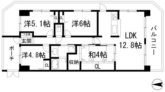 ラビスタ宝塚オクシア(4LDK/13階)の間取り写真