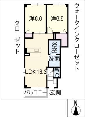フルル和合(2LDK/1階)の間取り写真
