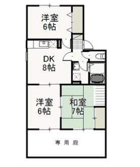 サンシャイン山崎 E棟(3DK/1階)の間取り写真