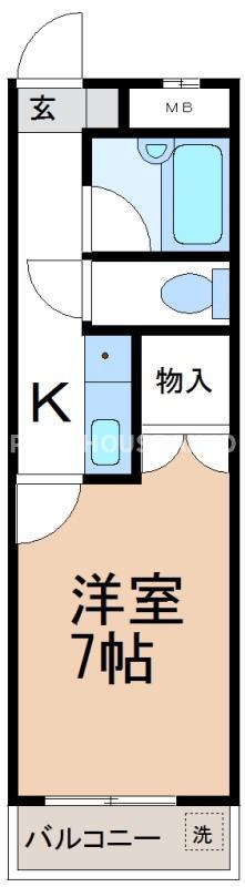 ドミネンス曲尺手(1K/1階)の間取り写真