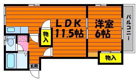 ピュア中央(1LDK/2階)の間取り写真