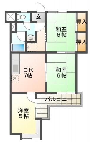 大富ハイホーム(3DK/1階)の間取り写真