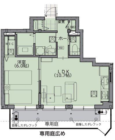 CLOUD CITY OHMORI(1LDK/1階)の間取り写真
