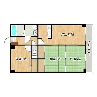 白石ビル(3LDK/4階)の間取り写真