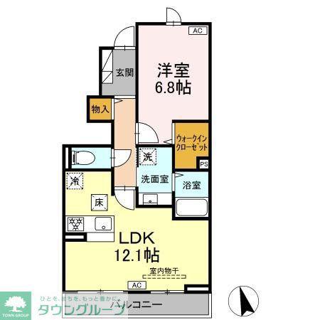 レジデンスK(1LDK/1階)の間取り写真