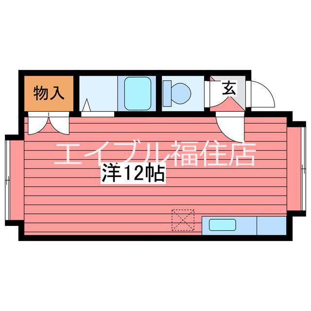 ドリームハウスII(ワンルーム/2階)の間取り写真