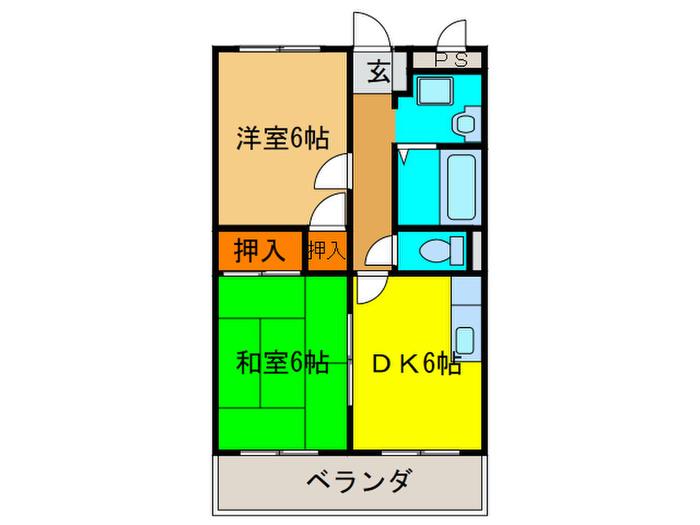 万代マンションⅡ(2DK/1階)の間取り写真