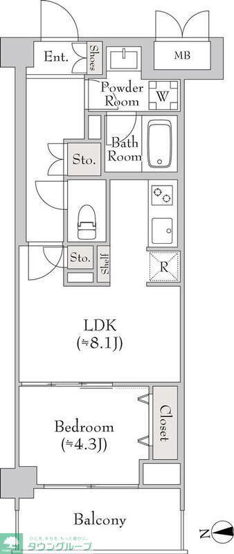 ミリアレジデンス大岡山(1LDK/2階)の間取り写真