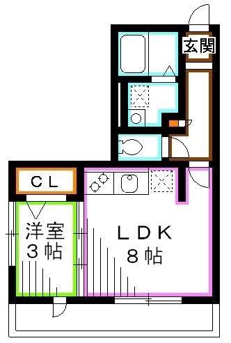 トレビナ武蔵野(1LDK/3階)の間取り写真