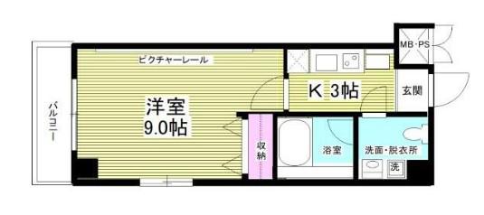 SPERANZA(1K/2階)の間取り写真