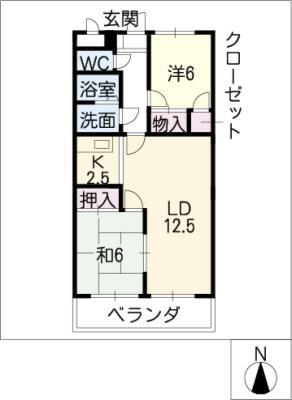 アーバンクレスト(2LDK/4階)の間取り写真
