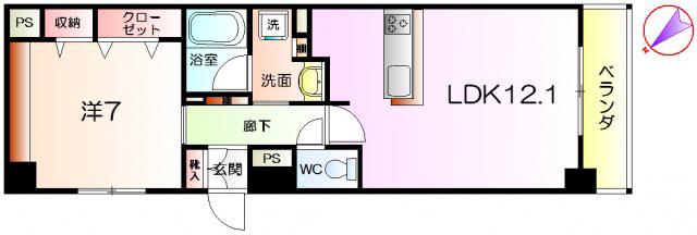 ディアコート新発田(1LDK/3階)の間取り写真
