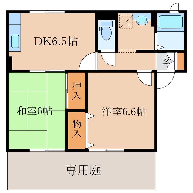 シャルマンドミールA棟(2DK/1階)の間取り写真