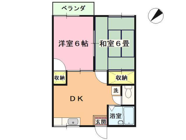ハイツ南川奈(2DK/2階)の間取り写真