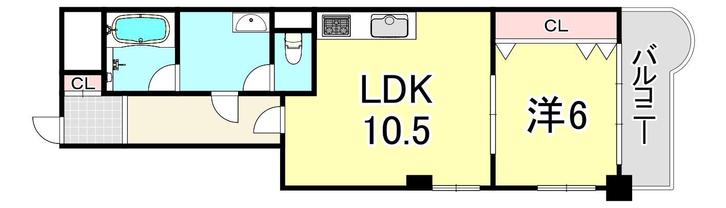 コボリマンション夙川老松台 D棟(1LDK/3階)の間取り写真