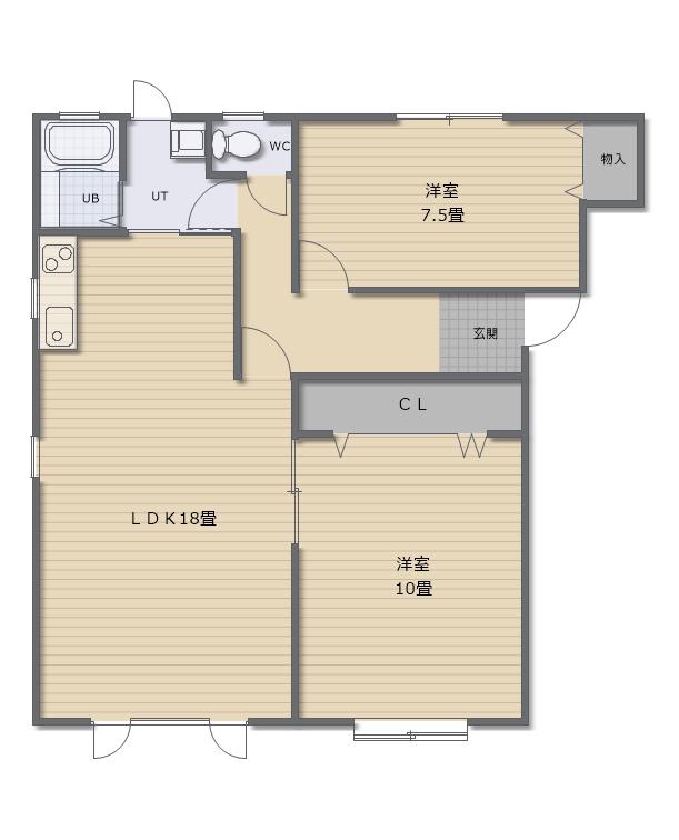 ドルチェ富岡町(2LDK/1階)の間取り写真