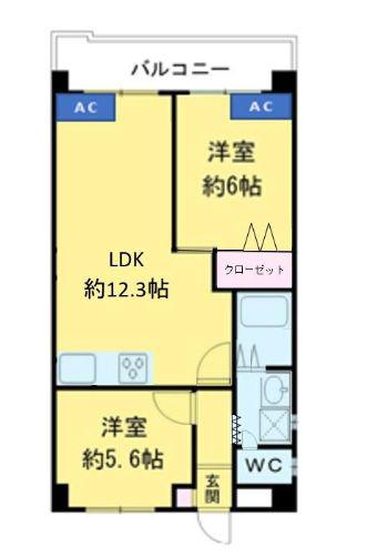 板橋区 西高島平駅マンション(2LDK/6階)の間取り写真