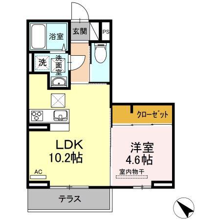 プレサーブ日の出II(1LDK/1階)の間取り写真