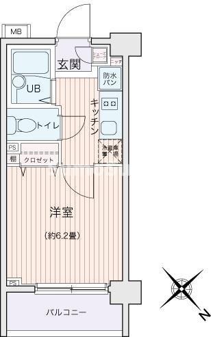 エコロジー都立大学レジデンス(1K/5階)の間取り写真