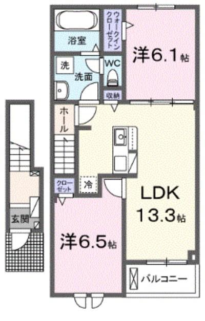 カーサ フェリーチェ(2LDK/2階)の間取り写真