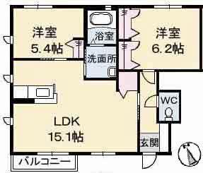 カーサフィオーレ(2LDK/1階)の間取り写真