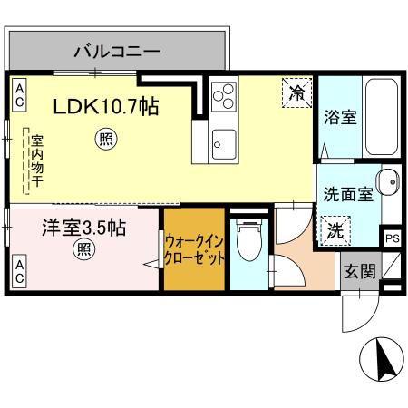 オラシオン A棟(1LDK/3階)の間取り写真