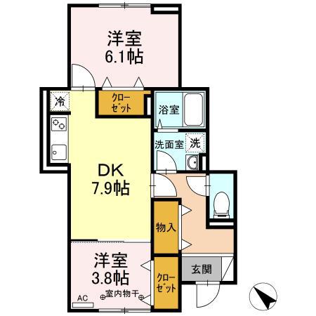 ヴァリエンテ(2DK/1階)の間取り写真