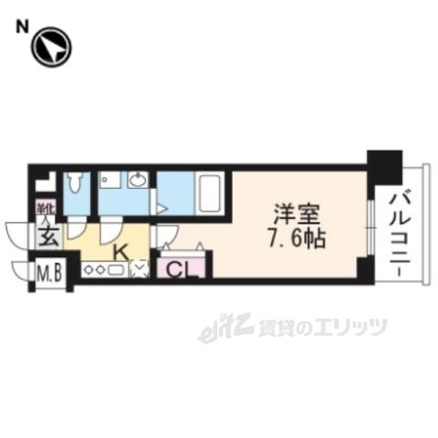 クリスタルグランツ京都西大路(1K/2階)の間取り写真