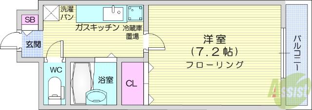 ソレイユハイツ泉中央(1K/3階)の間取り写真