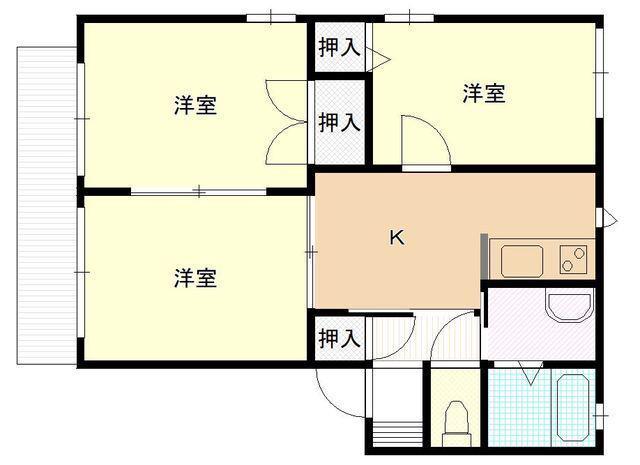 メゾンフルールI(3K/2階)の間取り写真