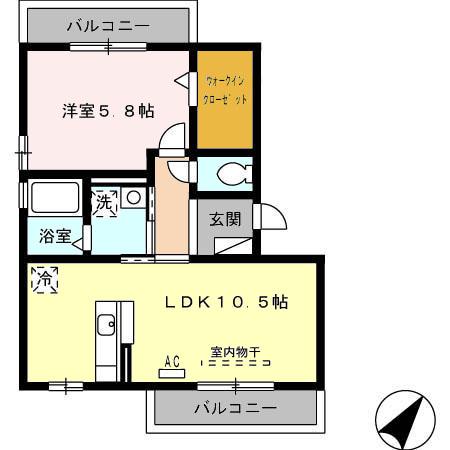 CASA BIANCO(1LDK/3階)の間取り写真