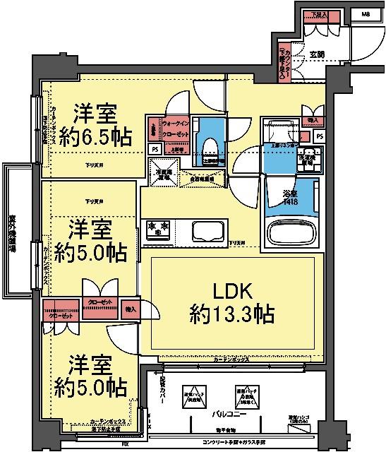 KDXレジデンス横濱紅葉坂(3LDK/6階)の間取り写真