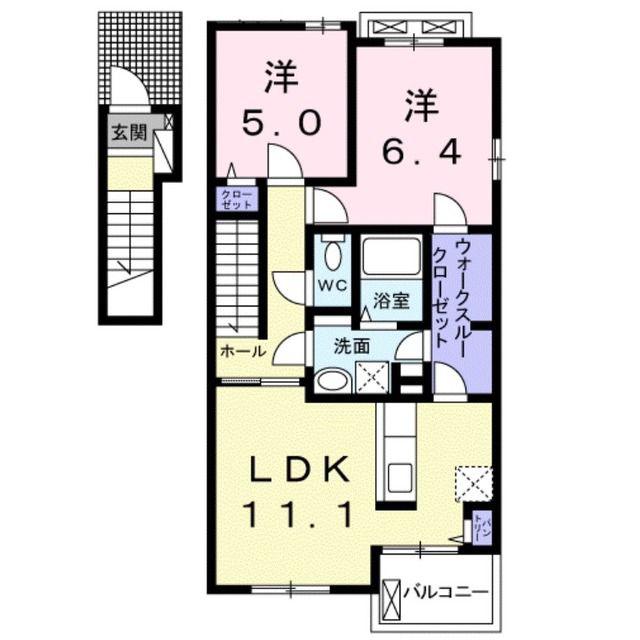 フレージュアルバB(2LDK/2階)の間取り写真
