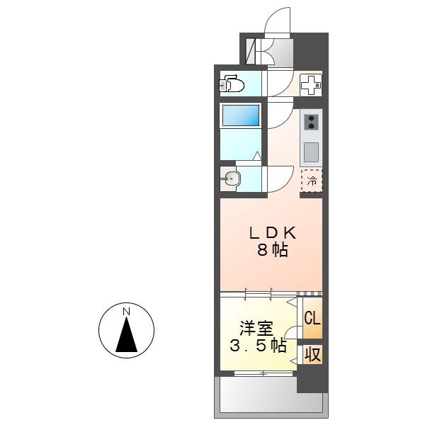 ファステート名古屋駅前アルティス(1LDK/12階)の間取り写真