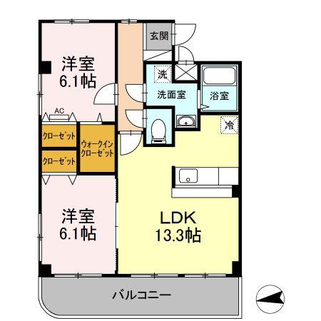サンモールスクエア(2LDK/3階)の間取り写真
