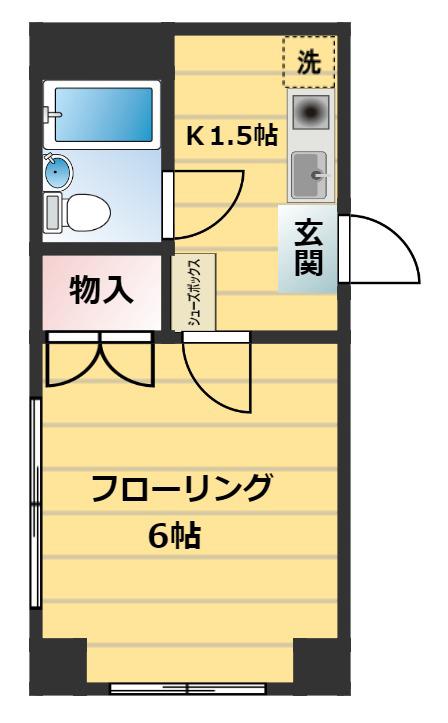 ヴィラージュ神谷(1K/2階)の間取り写真