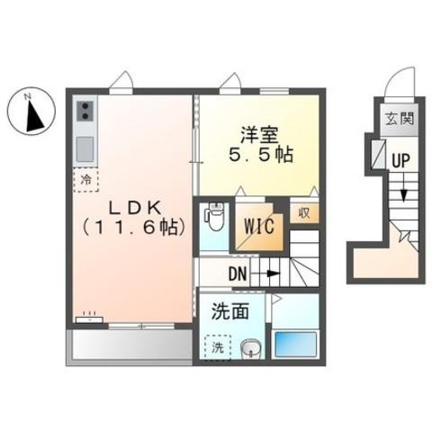 リガシ―上松(1LDK/2階)の間取り写真