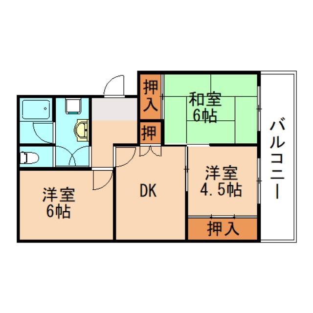 DOI APARTMENT B棟(3DK/2階)の間取り写真