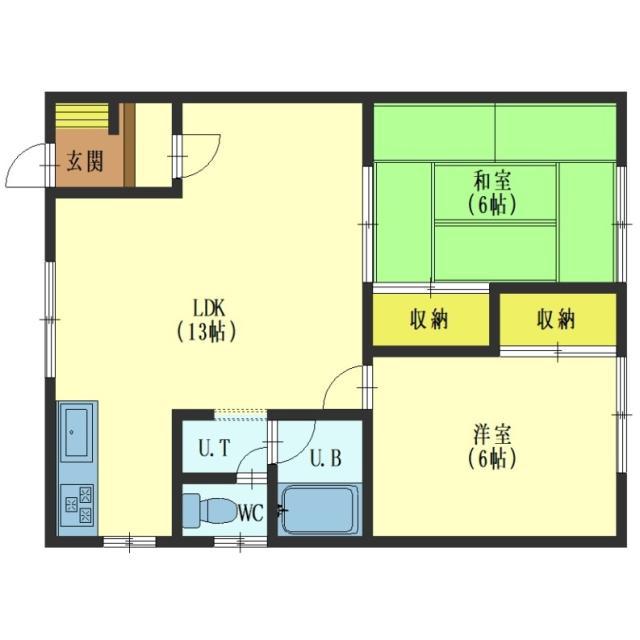 グリーンハイツ2号棟(2LDK/2階)の間取り写真