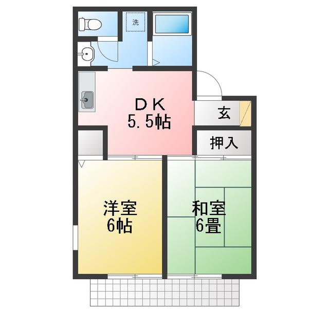 グリーンハイツ峰沢(2DK/1階)の間取り写真