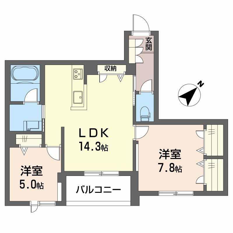 シャーメゾン ペイ ドゥ レーヴ(2LDK/3階)の間取り写真