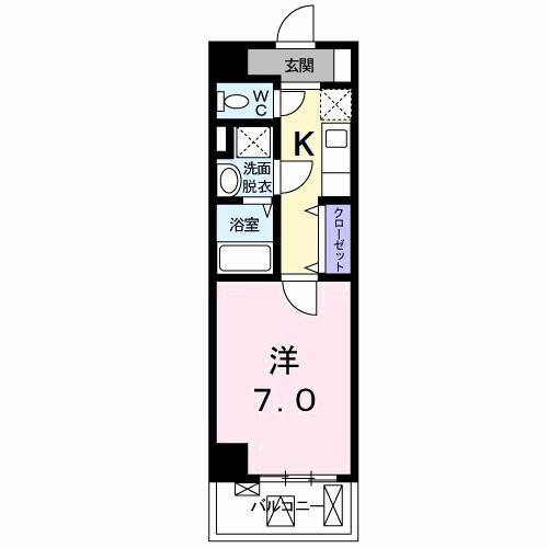 ロテュスパルク(1K/6階)の間取り写真