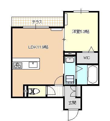 ソアヴィータ新山口(1LDK/2階)の間取り写真